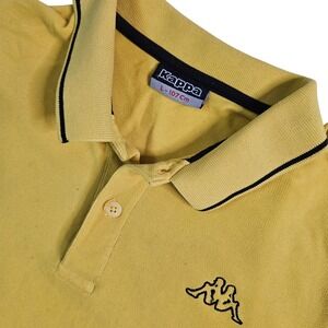 Kappa Polo Shirt Mens Large L Yellow Short Sleeve Omini Logo Tipped Pique Good
